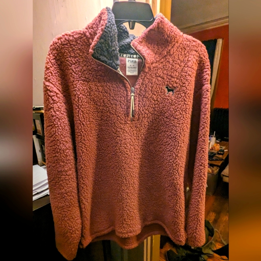 Pink fleece quarter zip